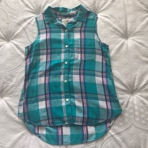 Juniors SO Teal Plaid Shirt